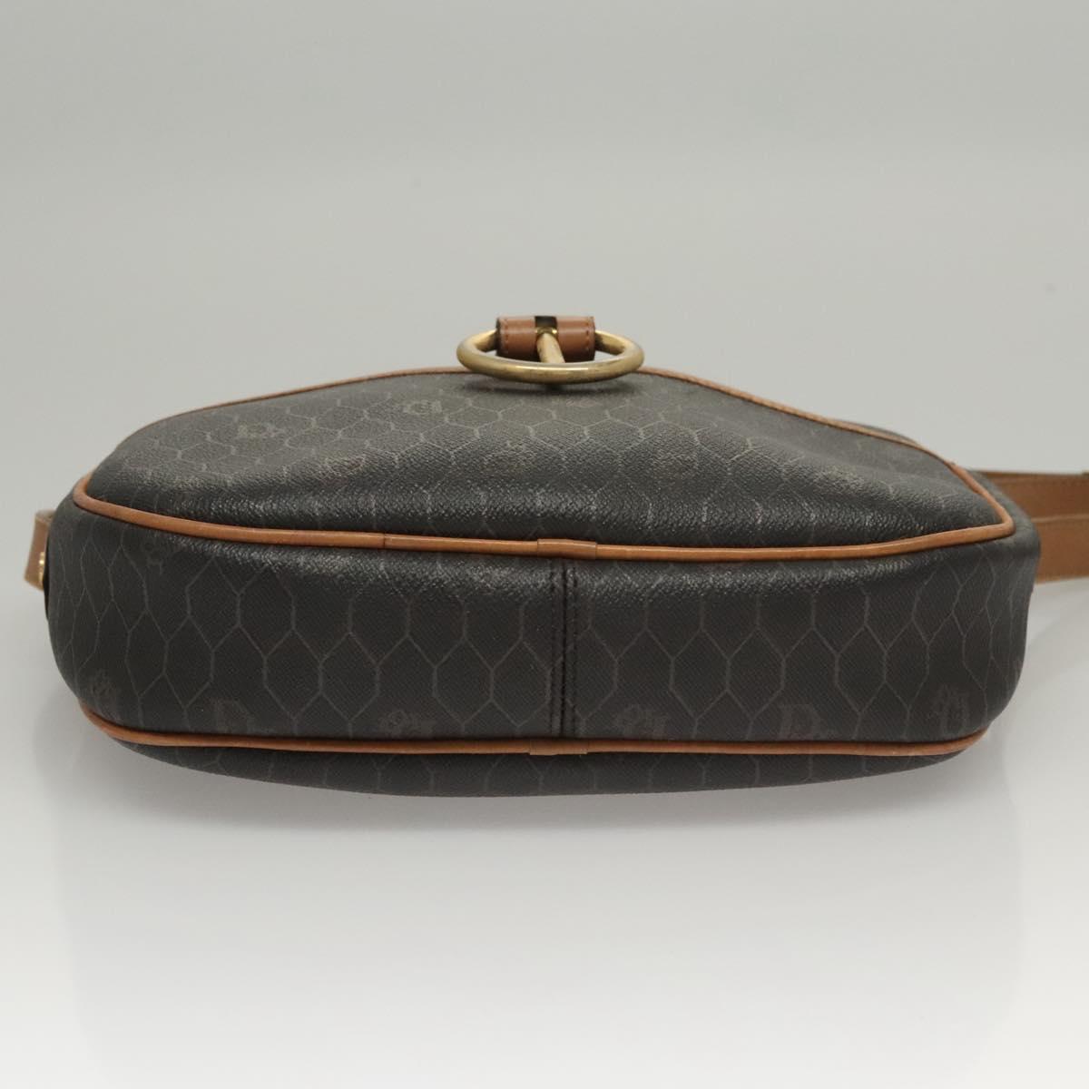 Christian Dior Honeycomb Canvas Shoulder Bag PVC Leather Black Auth mr1164