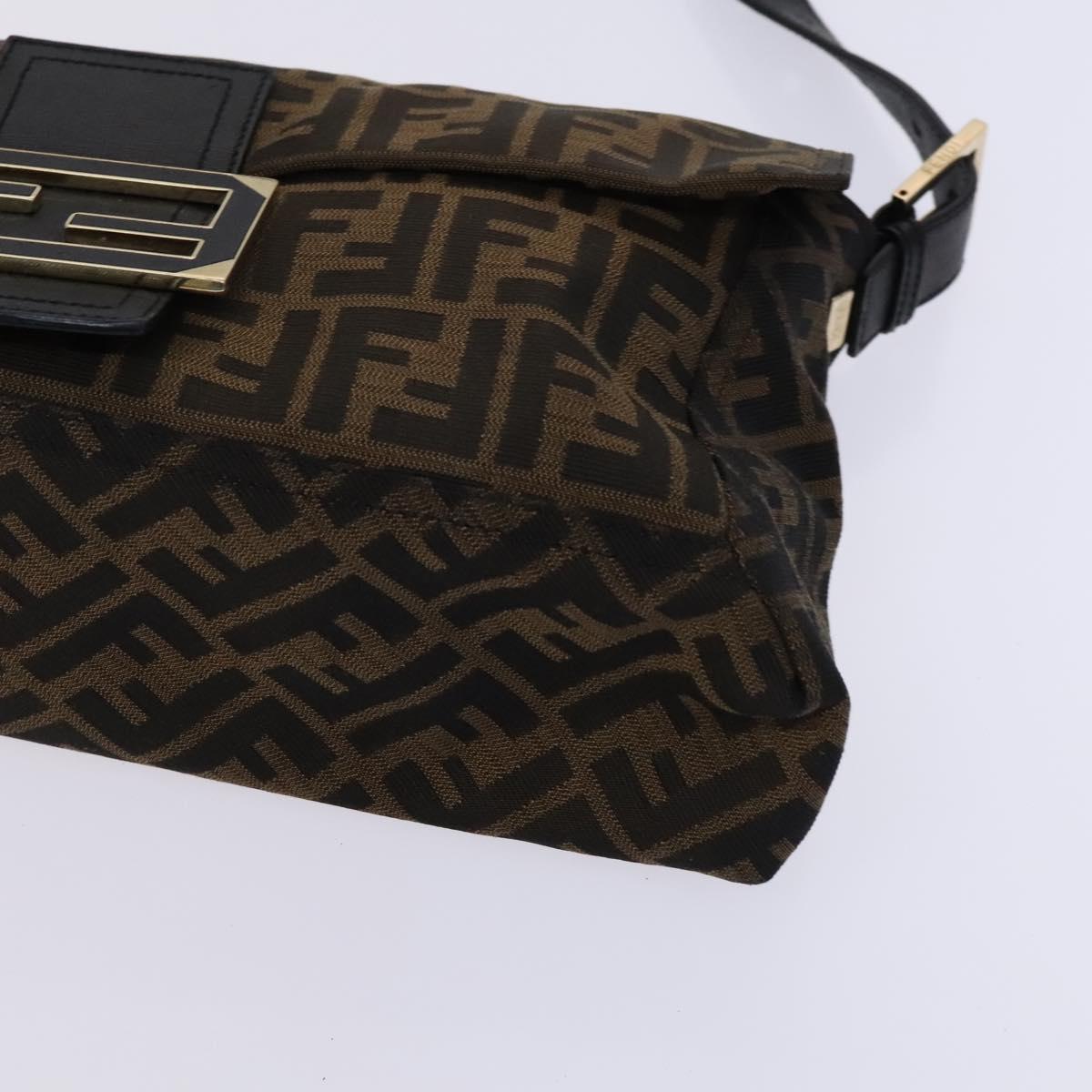 FENDI Zucca Canvas Mamma Baguette Bag Black Brown gold 8BT180 Auth mr1167V