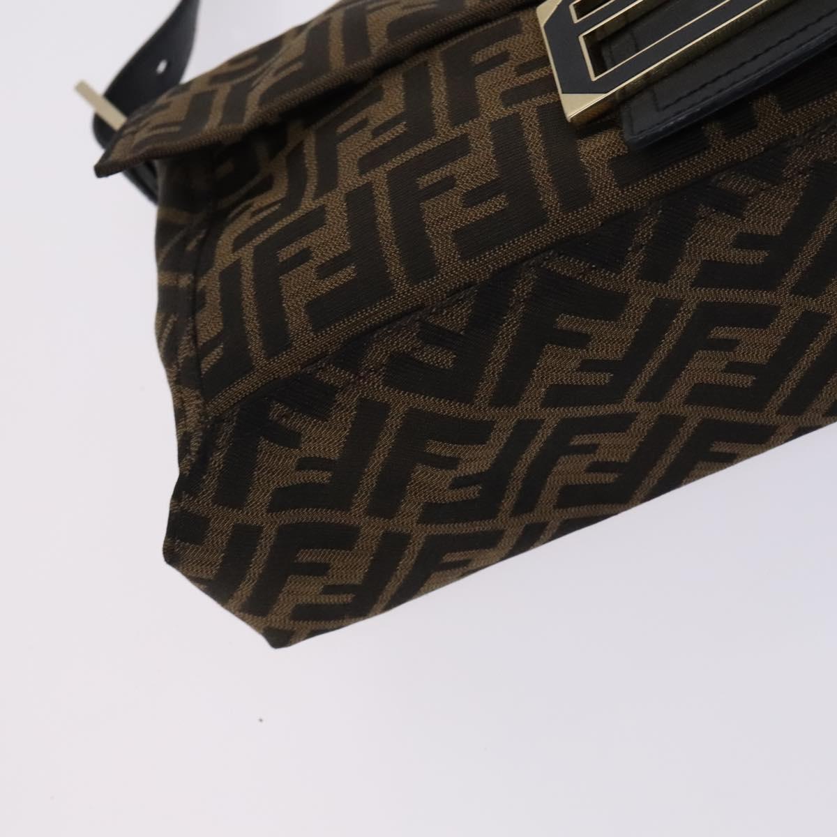 FENDI Zucca Canvas Mamma Baguette Bag Black Brown gold 8BT180 Auth mr1167V