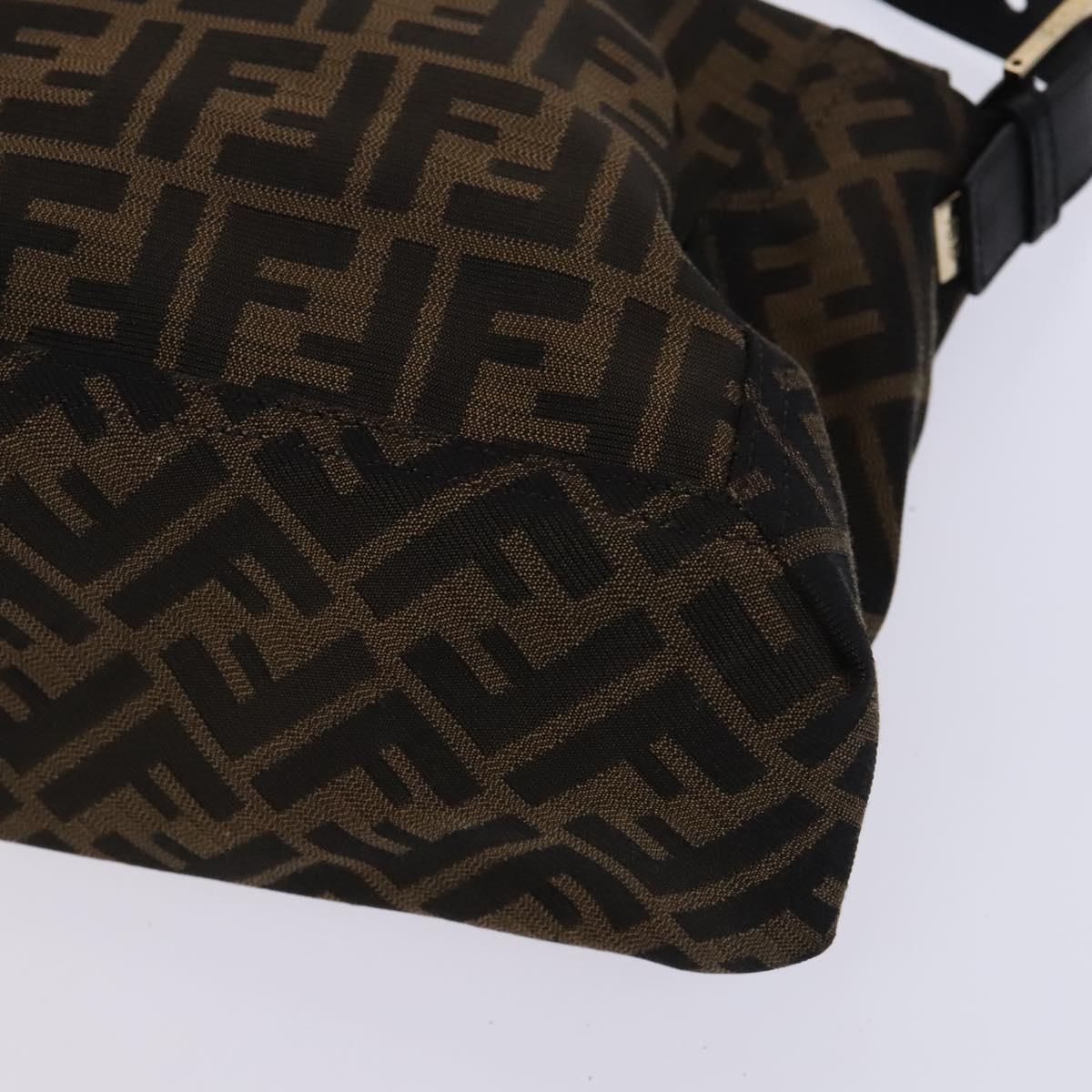 FENDI Zucca Canvas Mamma Baguette Bag Black Brown gold 8BT180 Auth mr1167V