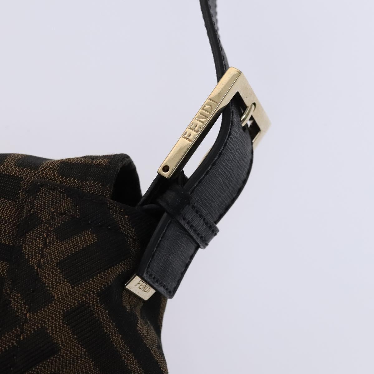 FENDI Zucca Canvas Mamma Baguette Bag Black Brown gold 8BT180 Auth mr1167V