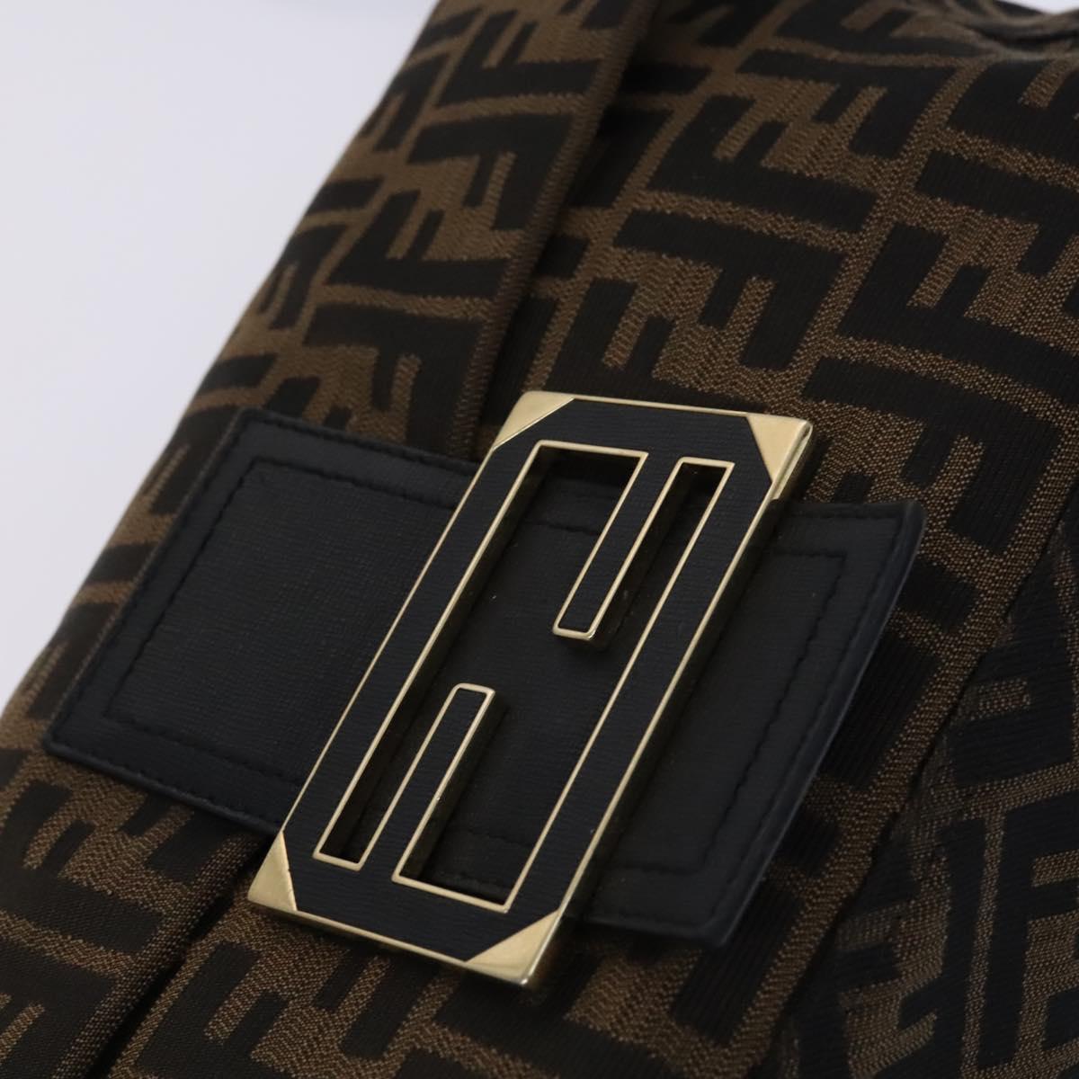 FENDI Zucca Canvas Mamma Baguette Bag Black Brown gold 8BT180 Auth mr1167V
