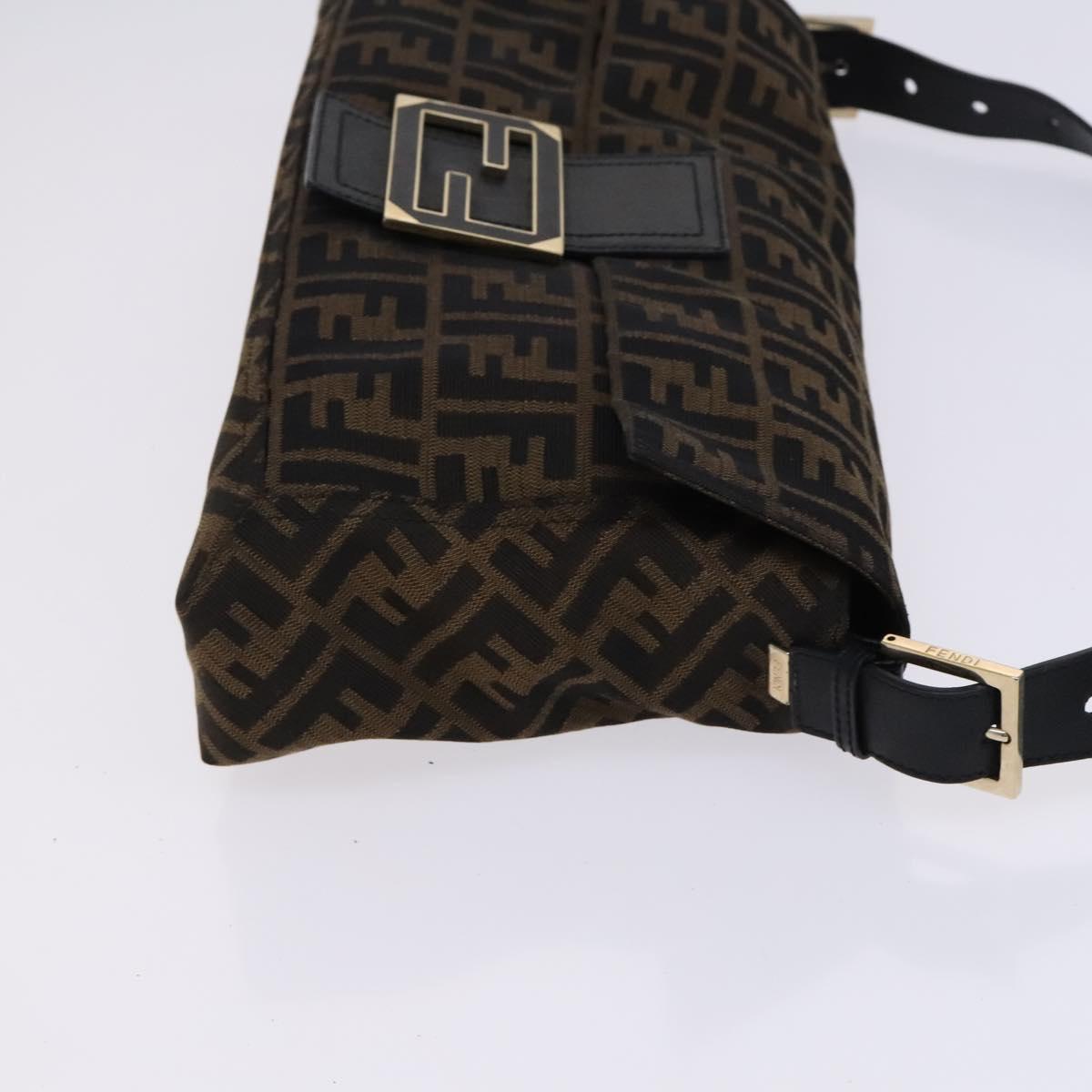 FENDI Zucca Canvas Mamma Baguette Bag Black Brown gold 8BT180 Auth mr1167V