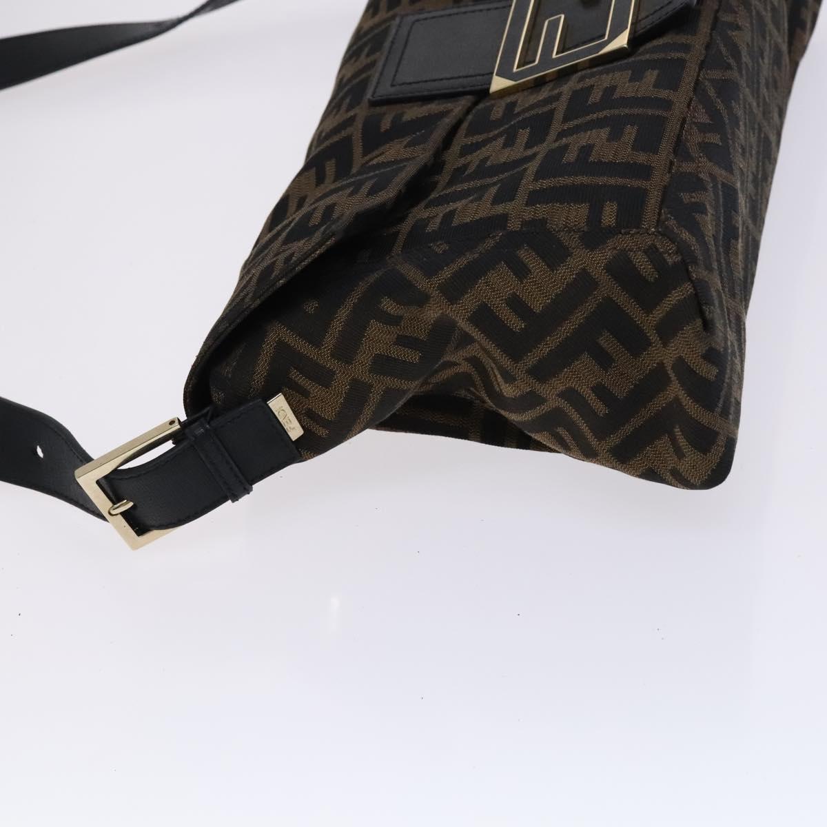 FENDI Zucca Canvas Mamma Baguette Bag Black Brown gold 8BT180 Auth mr1167V
