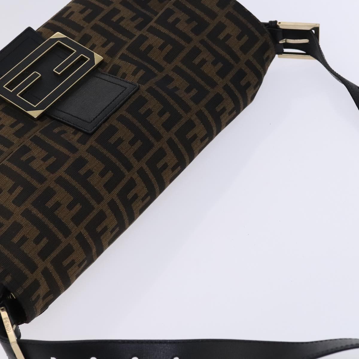 FENDI Zucca Canvas Mamma Baguette Bag Black Brown gold 8BT180 Auth mr1167V