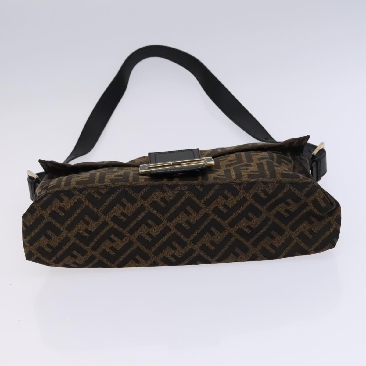 FENDI Zucca Canvas Mamma Baguette Bag Black Brown gold 8BT180 Auth mr1167V