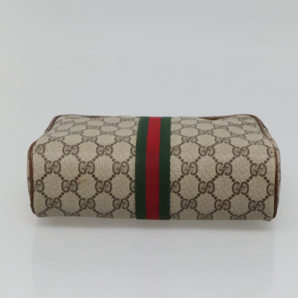 GUCCI GG Supreme Web Sherry Line Clutch Bag PVC Beige Gold 89 01 033 Auth mr1168