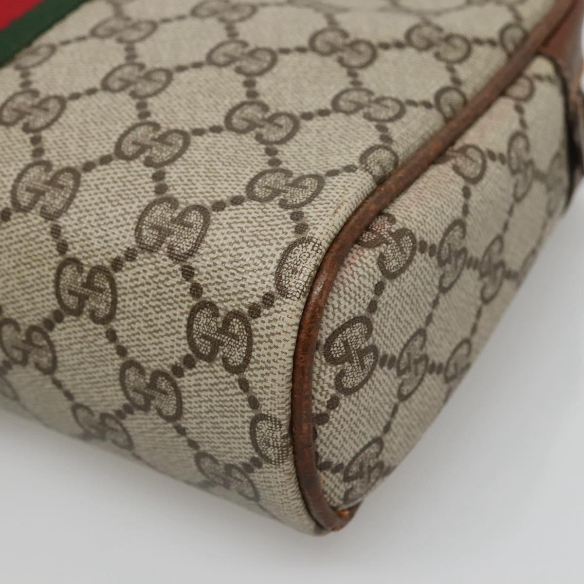 GUCCI GG Supreme Web Sherry Line Clutch Bag PVC Beige Gold 89 01 033 Auth mr1168