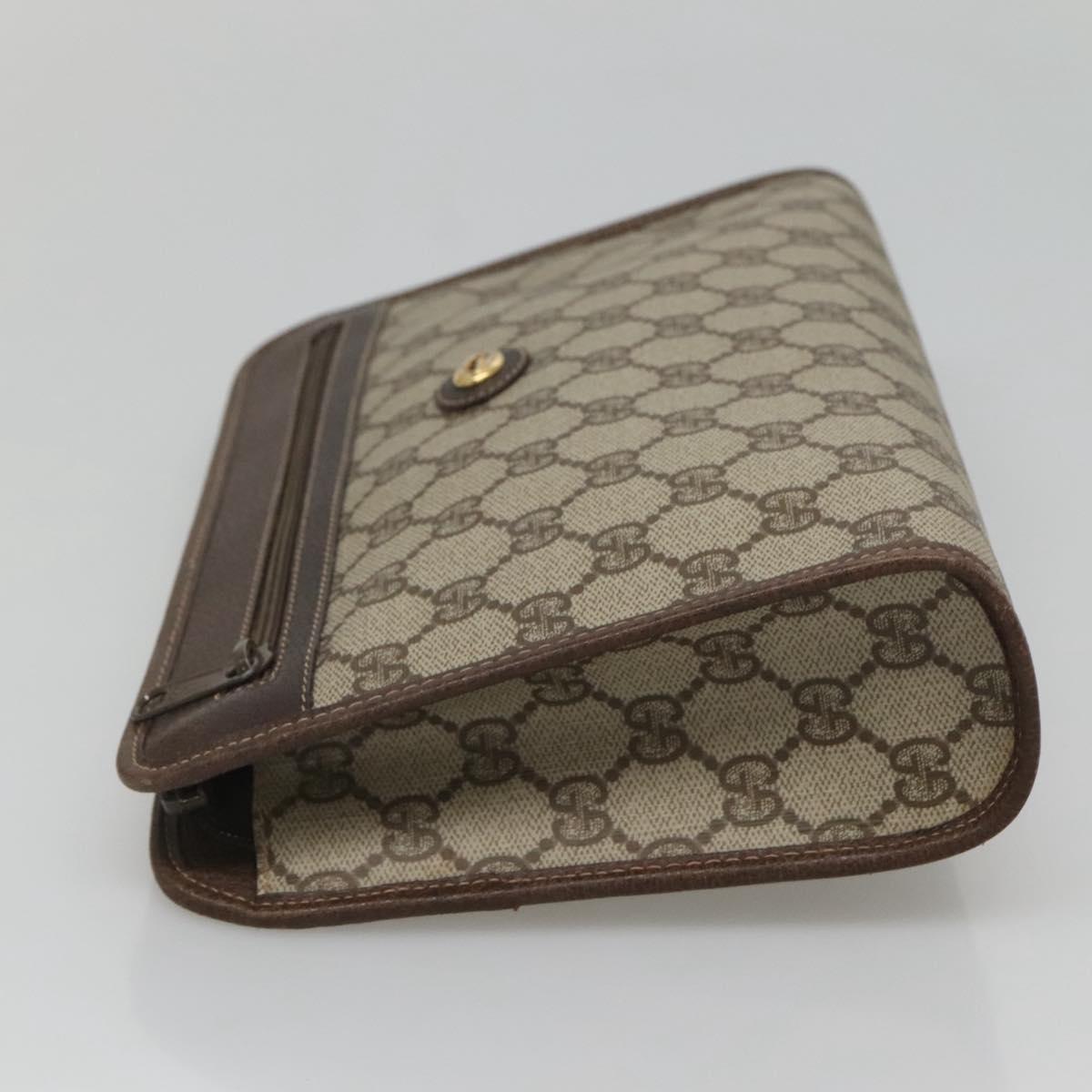 GUCCI GG Supreme Clutch Bag PVC Beige 97 01 037 Auth mr1199
