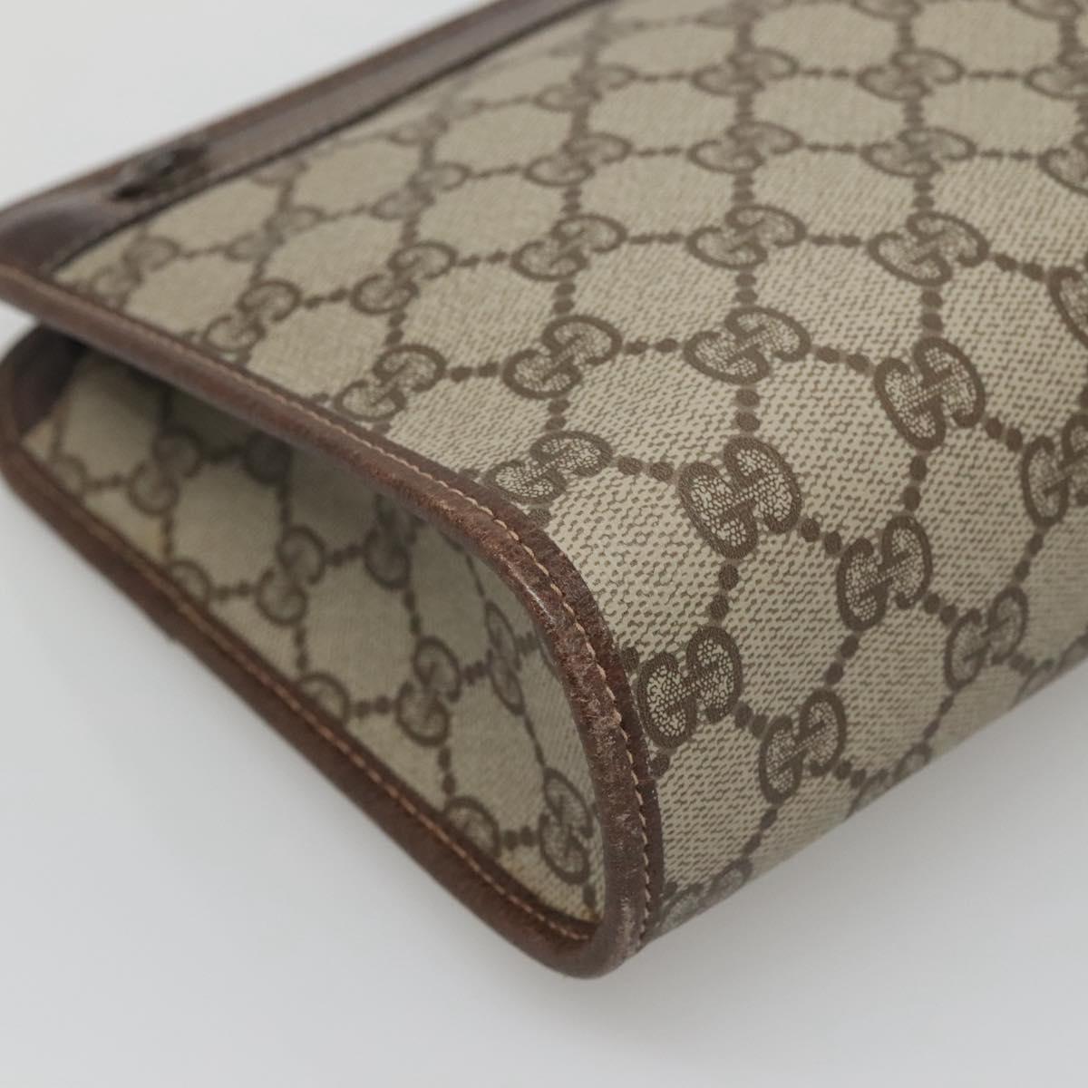 GUCCI GG Supreme Clutch Bag PVC Beige 97 01 037 Auth mr1199