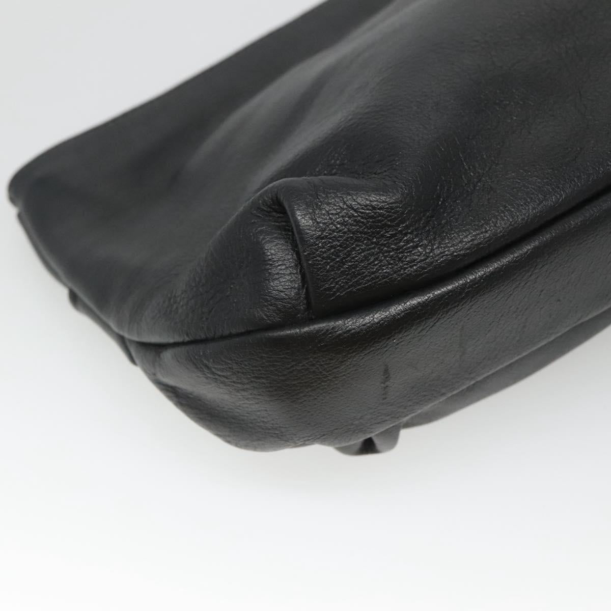 Christian Dior Clutch Bag Leather Black Gold Auth mr1204