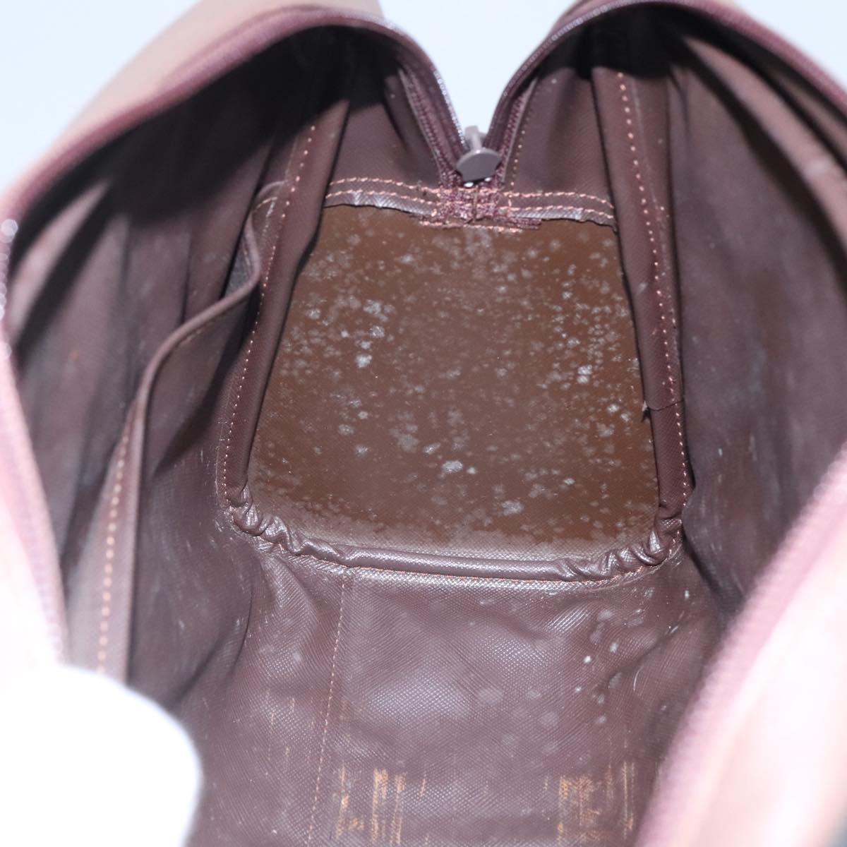 Burberrys Hand Bag Canvas Brown Gold Auth mr1221