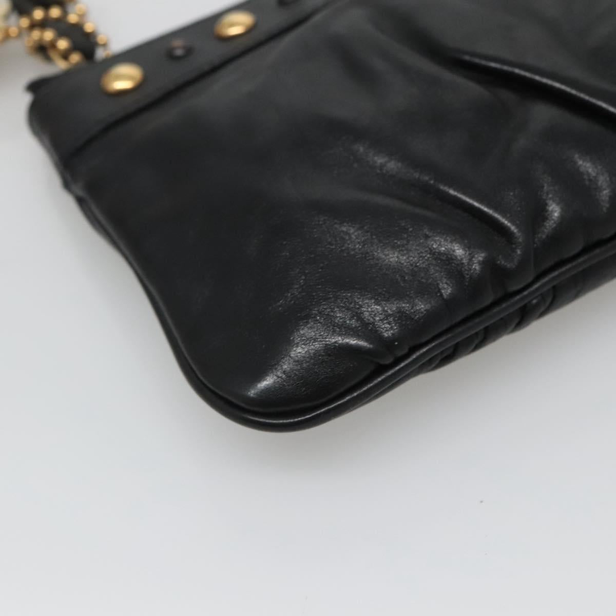GUCCI Pouch Leather Black Gold 208570 Auth mr1227