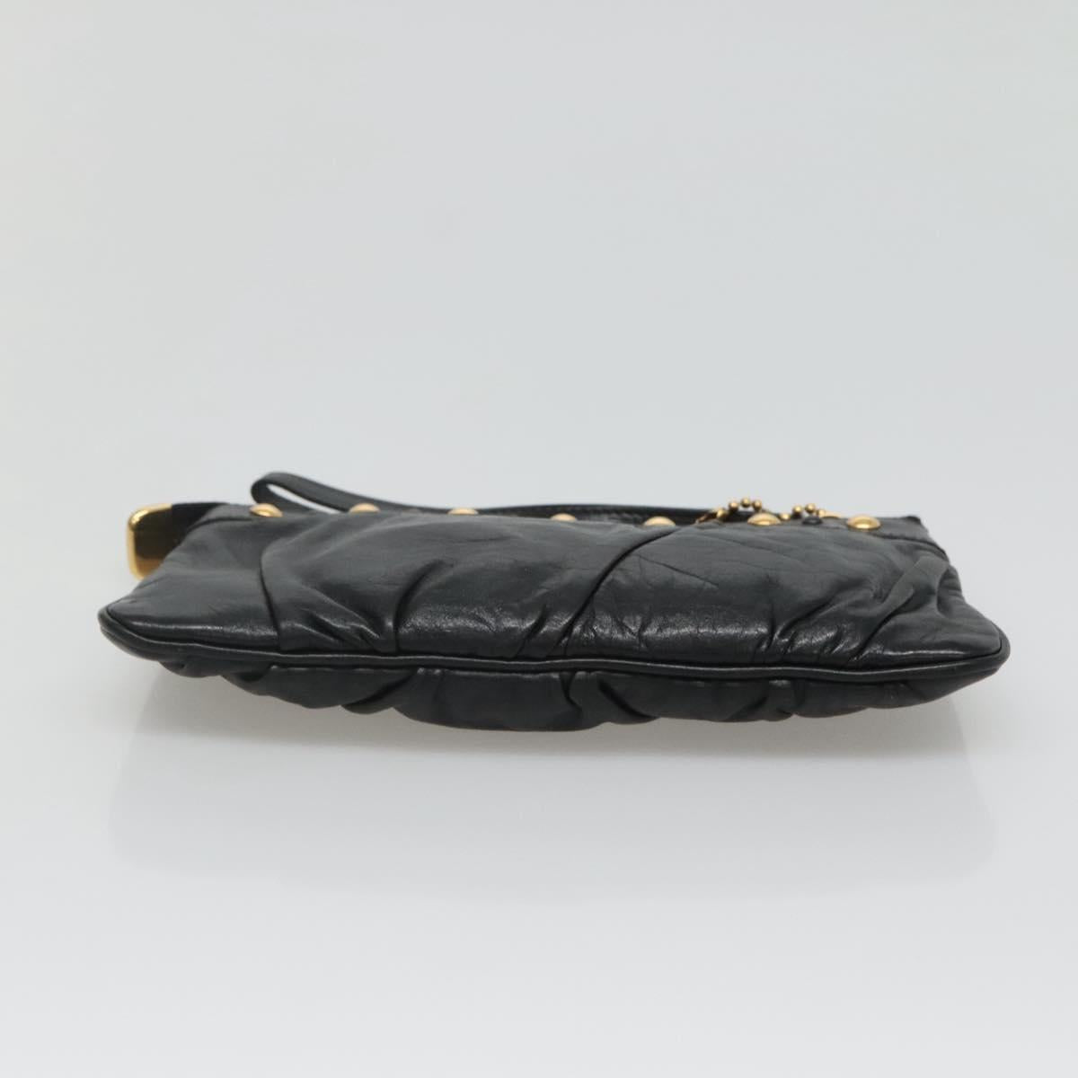 GUCCI Pouch Leather Black Gold 208570 Auth mr1227