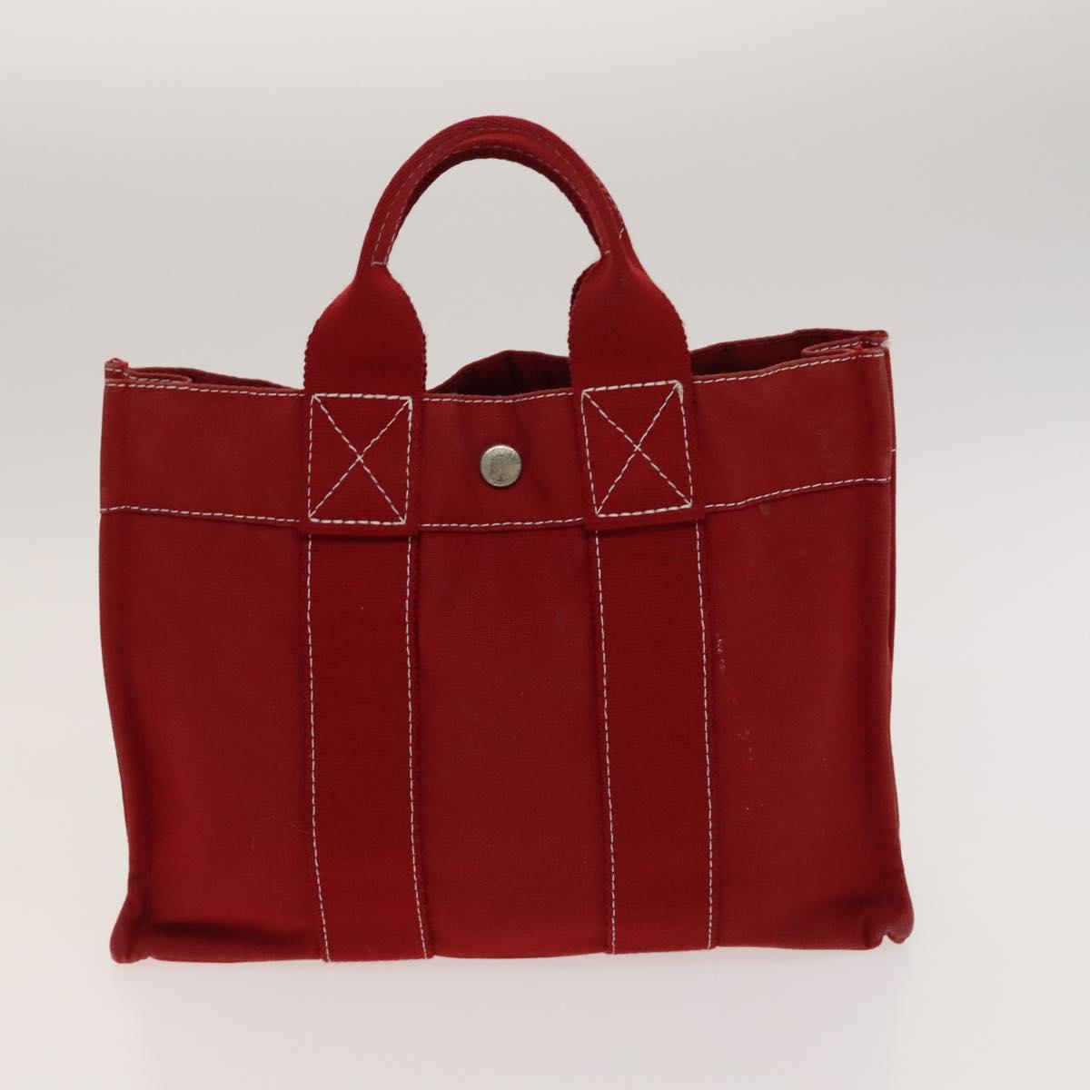HERMES Fourre Tout Tote Bag Canvas 4Set Brown Gray Red Auth mr1244
