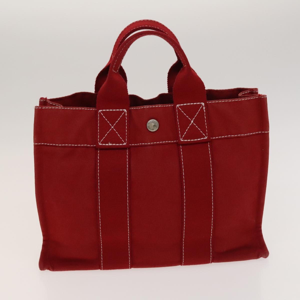 HERMES Fourre Tout Tote Bag Canvas 4Set Brown Gray Red Auth mr1244