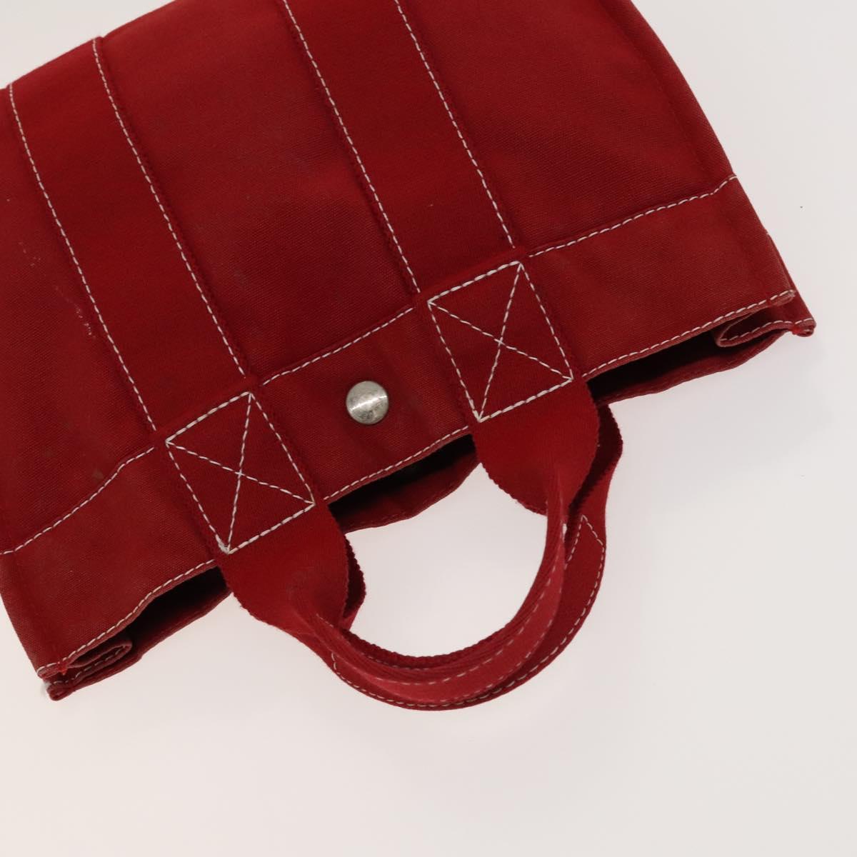 HERMES Fourre Tout Tote Bag Canvas 4Set Brown Gray Red Auth mr1244