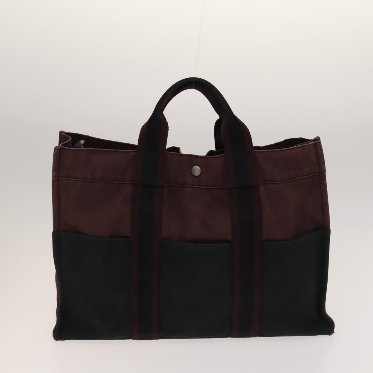 HERMES Fourre Tout Tote Bag Canvas 4Set Brown Gray Red Auth mr1244