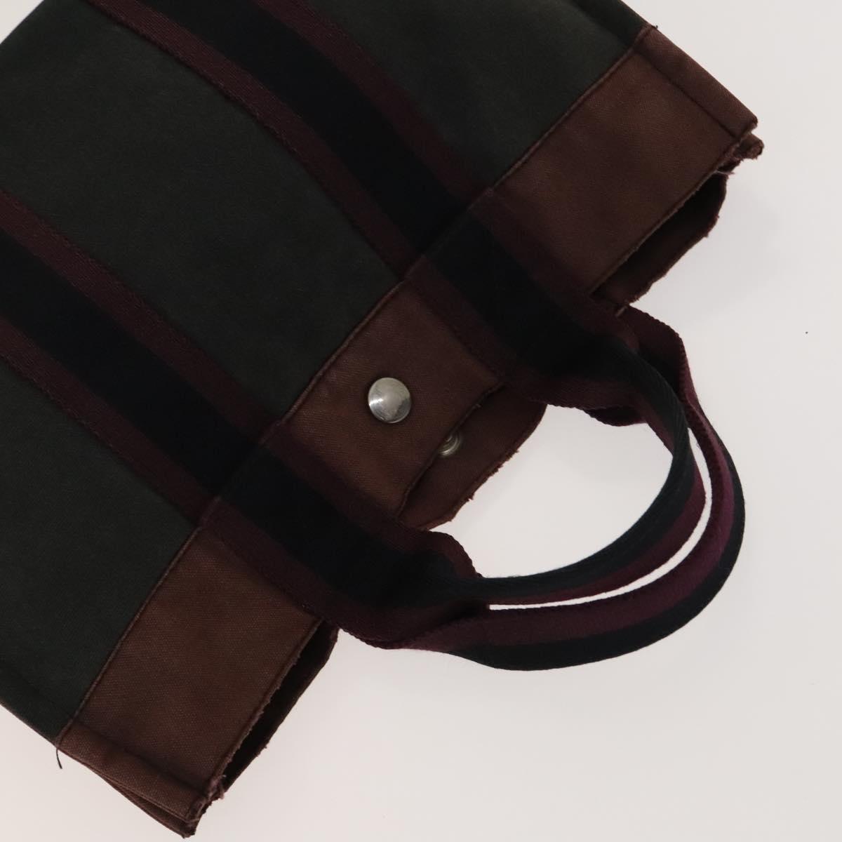 HERMES Fourre Tout Tote Bag Canvas 4Set Brown Gray Red Auth mr1244