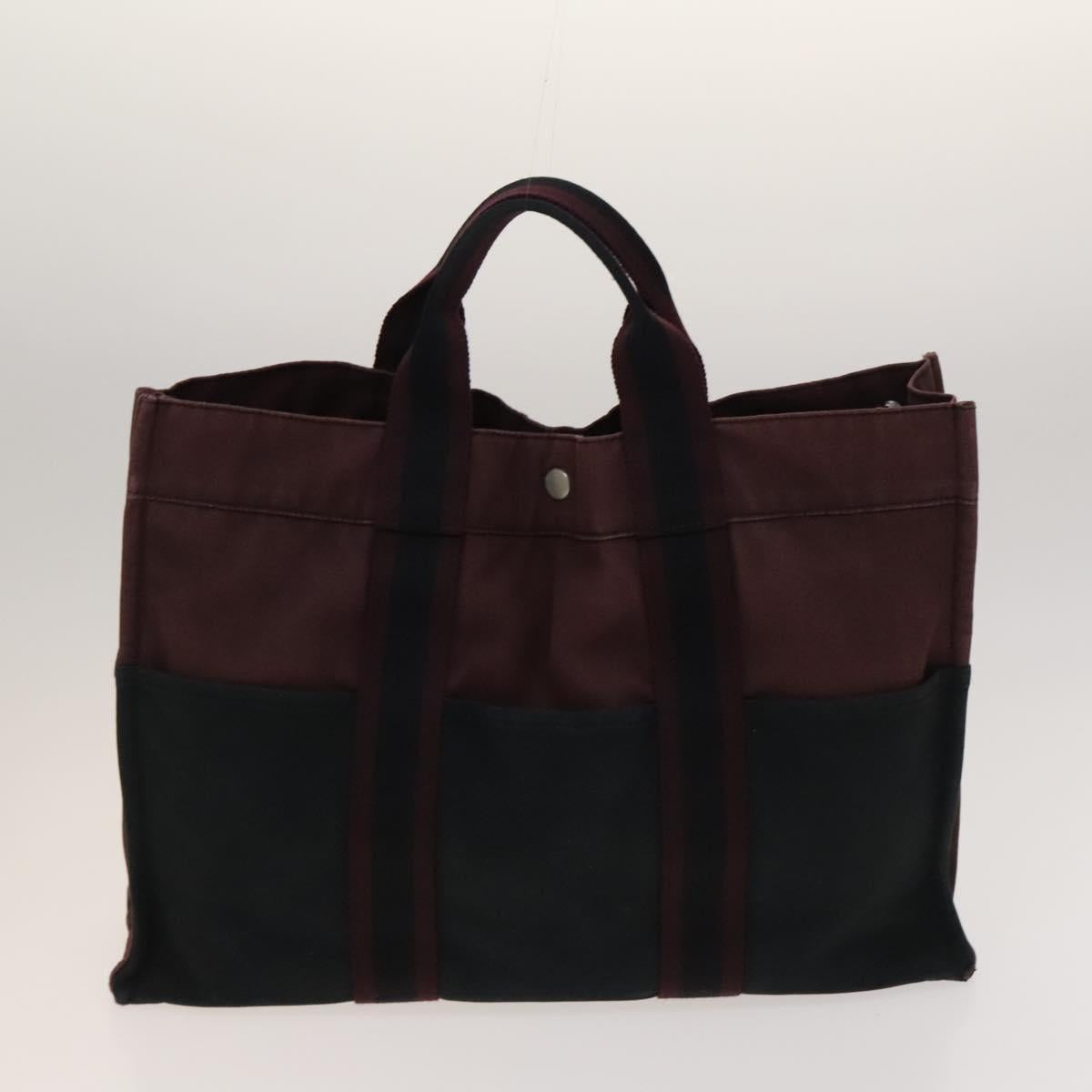 HERMES Fourre Tout Tote Bag Canvas 4Set Brown Gray Red Auth mr1244