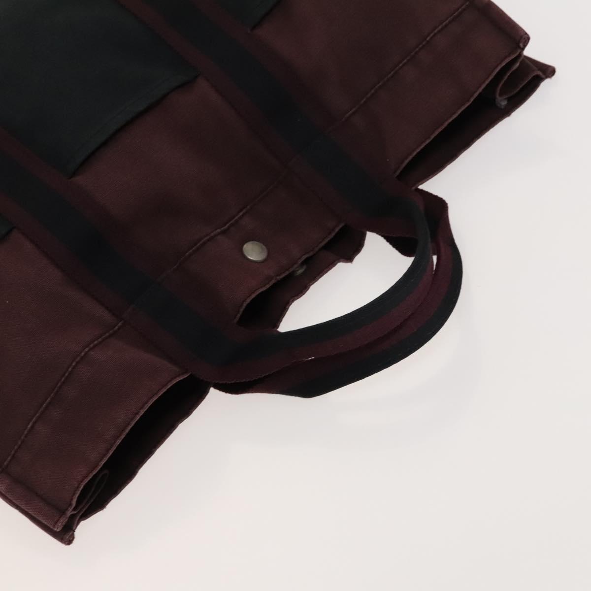 HERMES Fourre Tout Tote Bag Canvas 4Set Brown Gray Red Auth mr1244