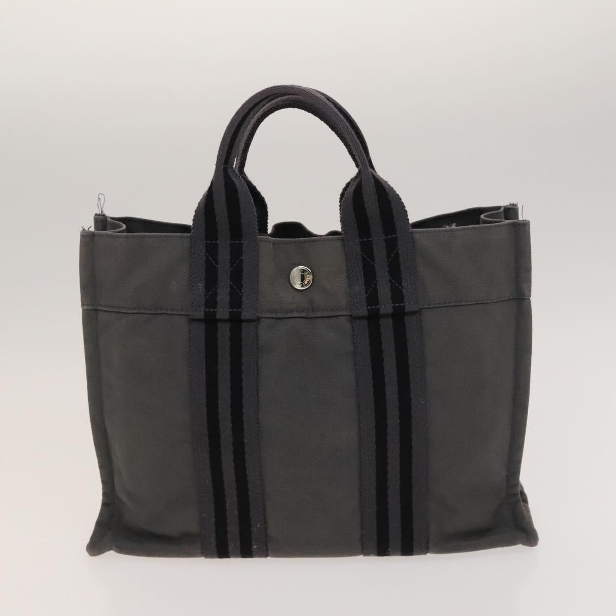 HERMES Fourre Tout Tote Bag Canvas 4Set Brown Gray Red Auth mr1244