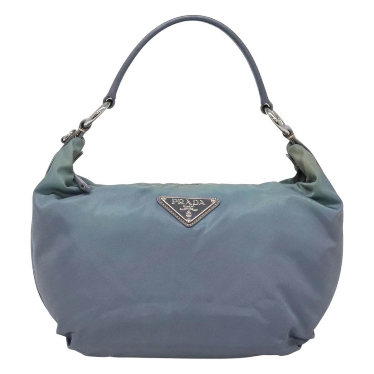 PRADA Shoulder Bag Nylon Blue Silver Auth mr1259