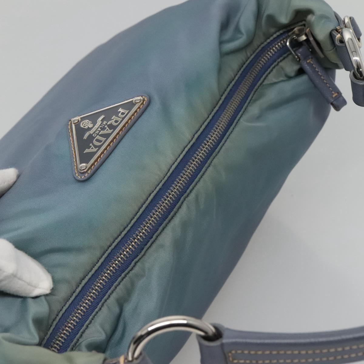 PRADA Shoulder Bag Nylon Blue Silver Auth mr1259