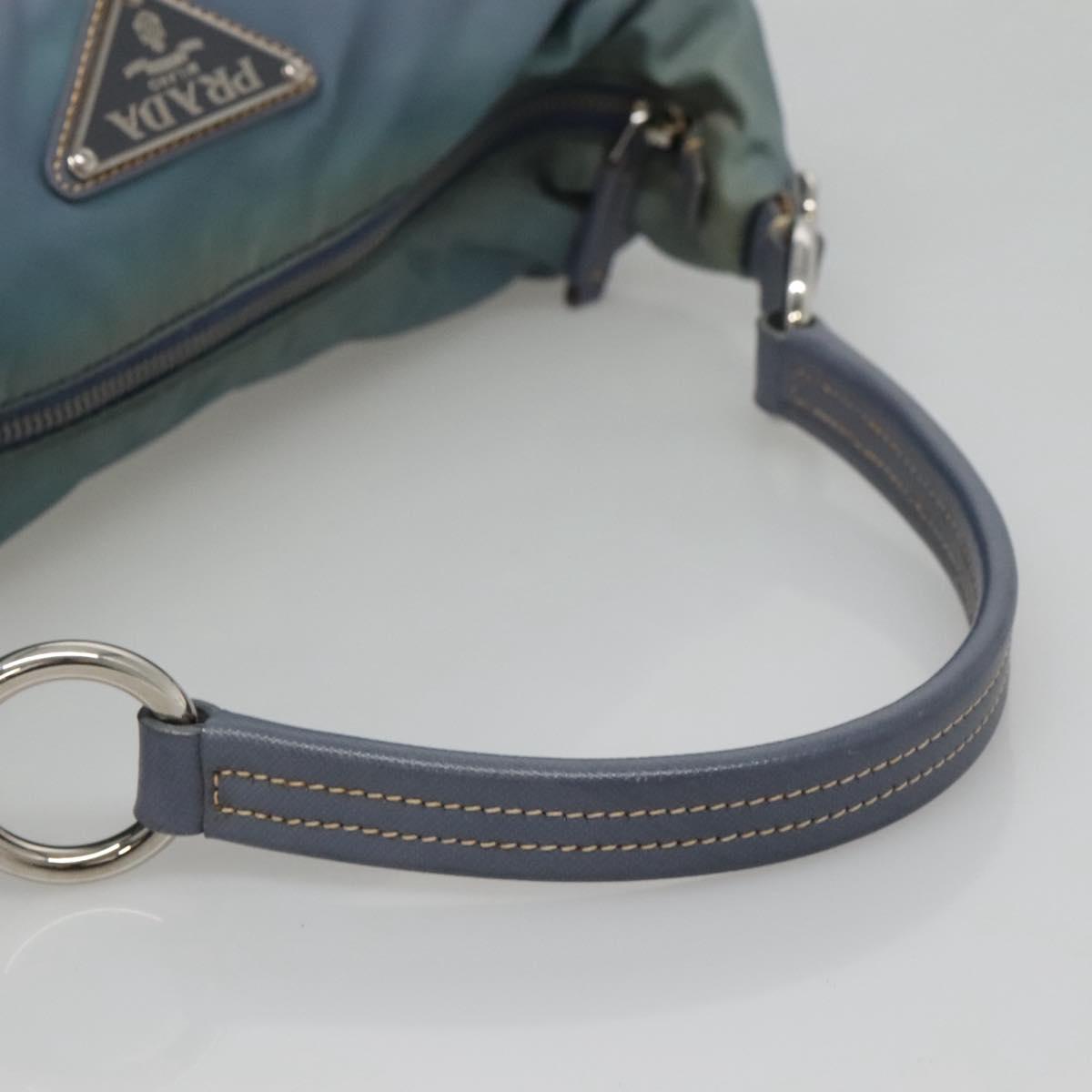 PRADA Shoulder Bag Nylon Blue Silver Auth mr1259