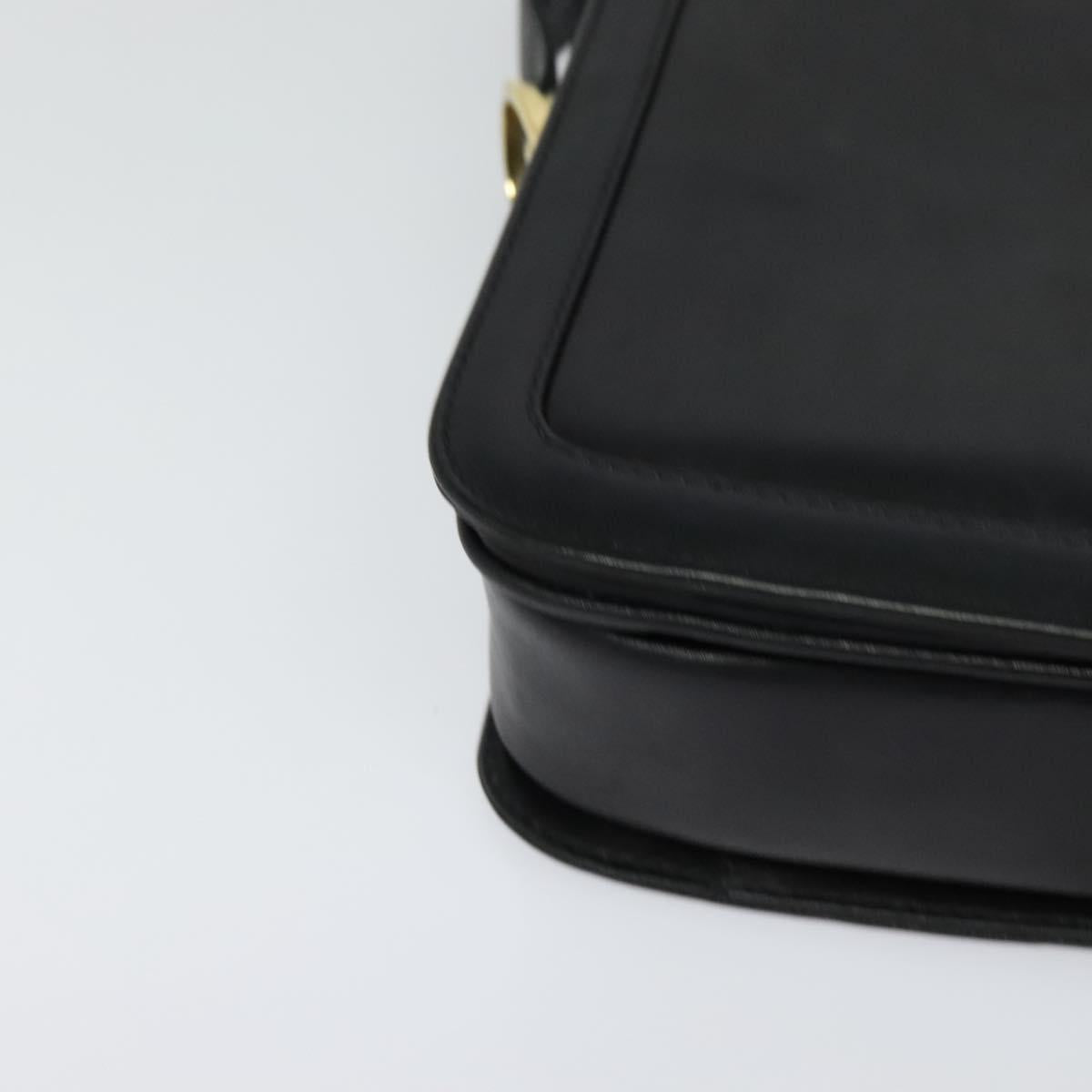CELINE Shoulder Bag Leather Black Gold Auth mr1261