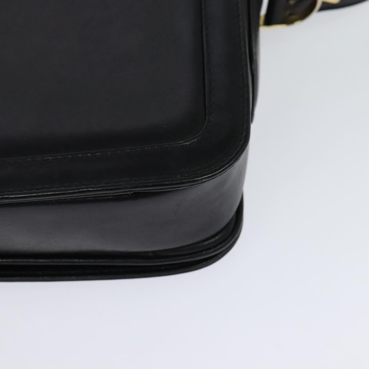 CELINE Shoulder Bag Leather Black Gold Auth mr1261