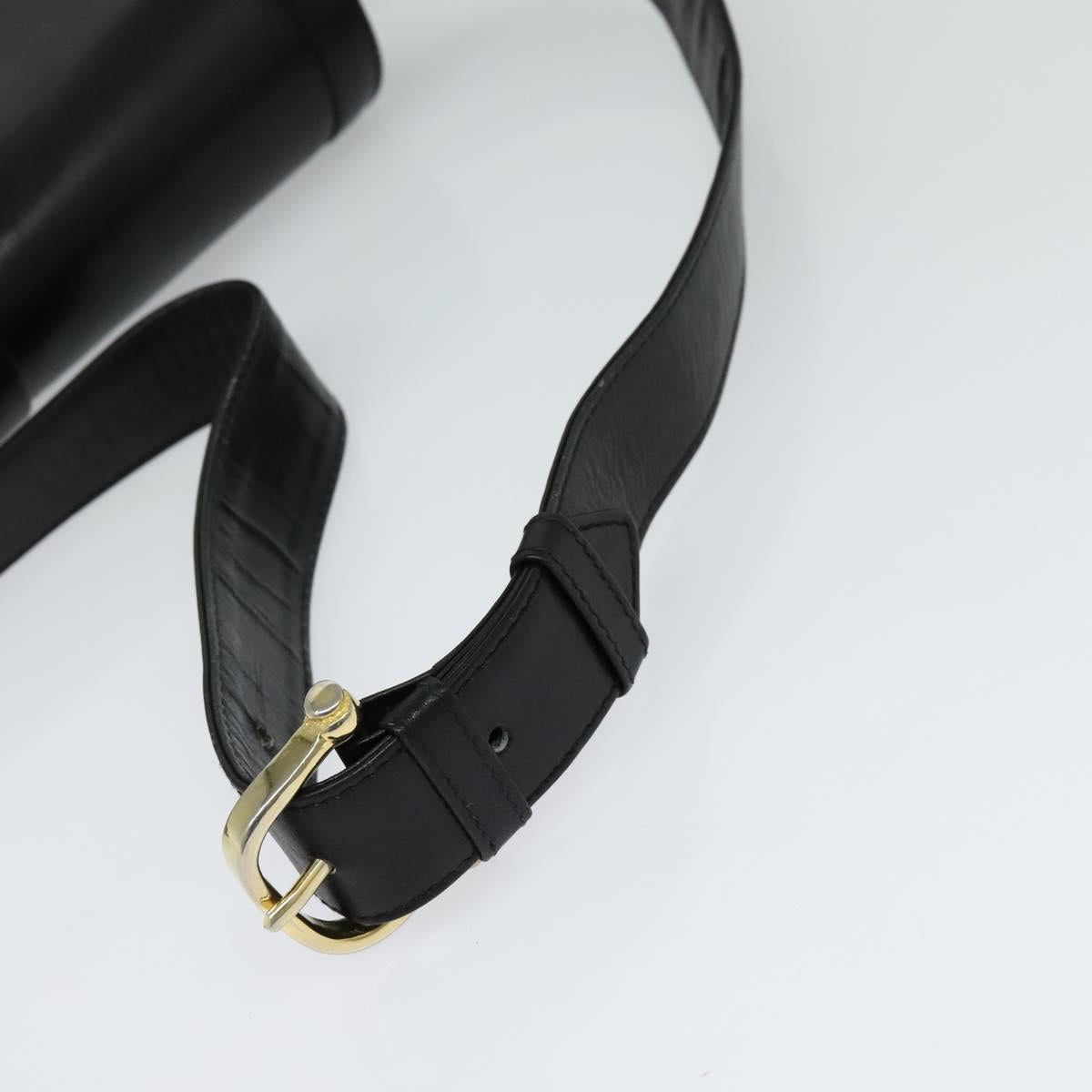CELINE Shoulder Bag Leather Black Gold Auth mr1261