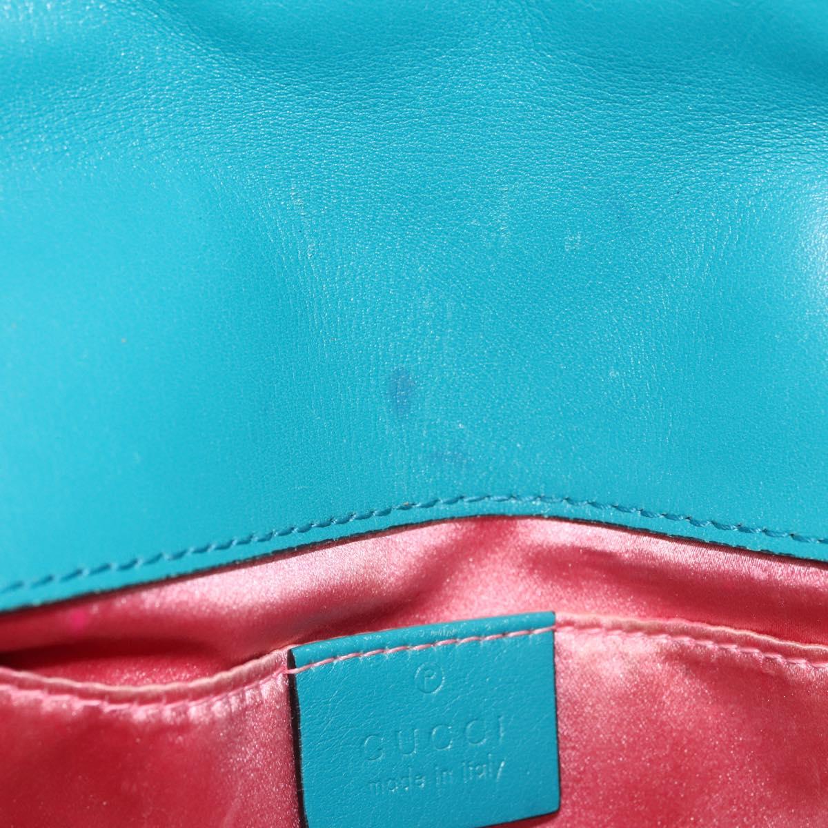 GUCCI GG Marmont Chain Shoulder Bag Velor Turquoise Blue Gold 446744 Auth mr1269