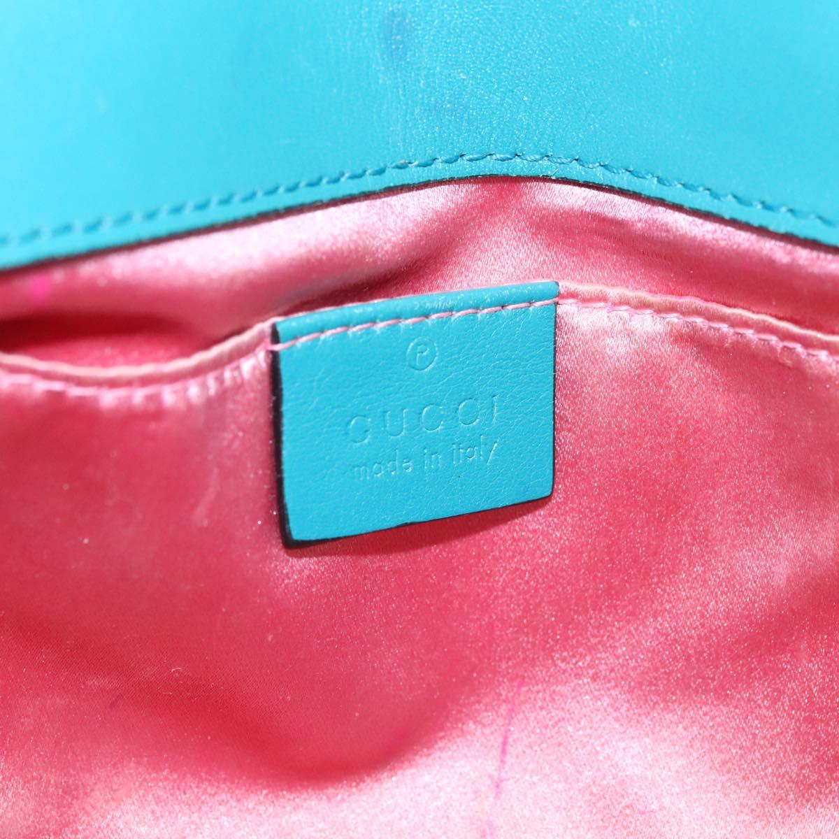 GUCCI GG Marmont Chain Shoulder Bag Velor Turquoise Blue Gold 446744 Auth mr1269