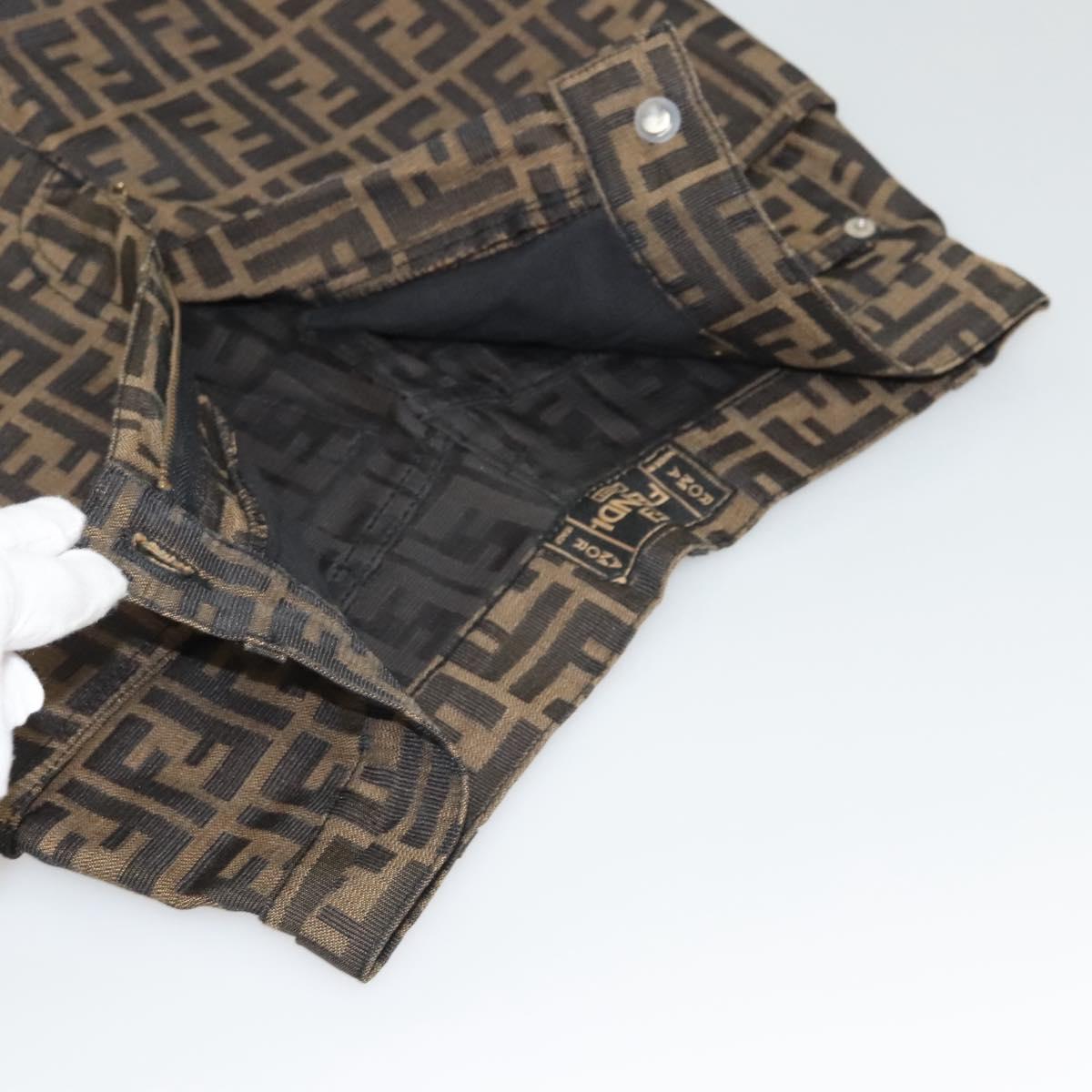 FENDI Zucca Canvas Pants 42 Black Brown Auth mr1285