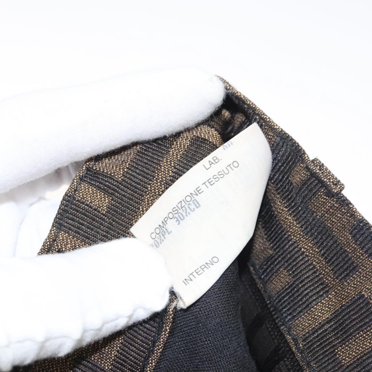 FENDI Zucca Canvas Pants 42 Black Brown Auth mr1285