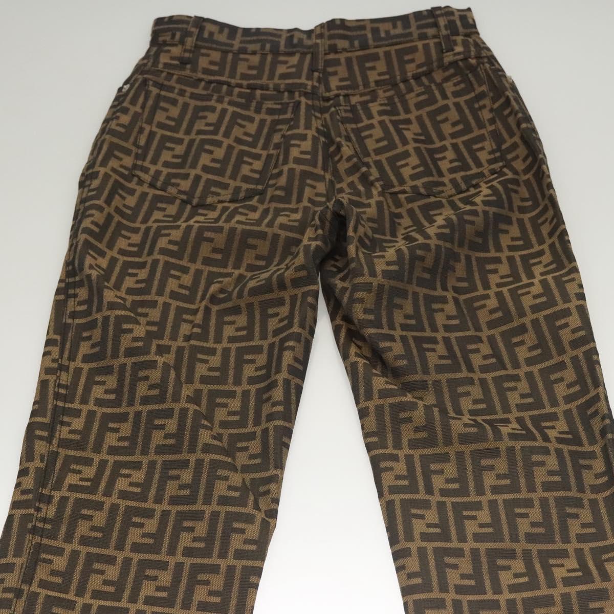 FENDI Zucca Canvas Pants 42 Black Brown Auth mr1285