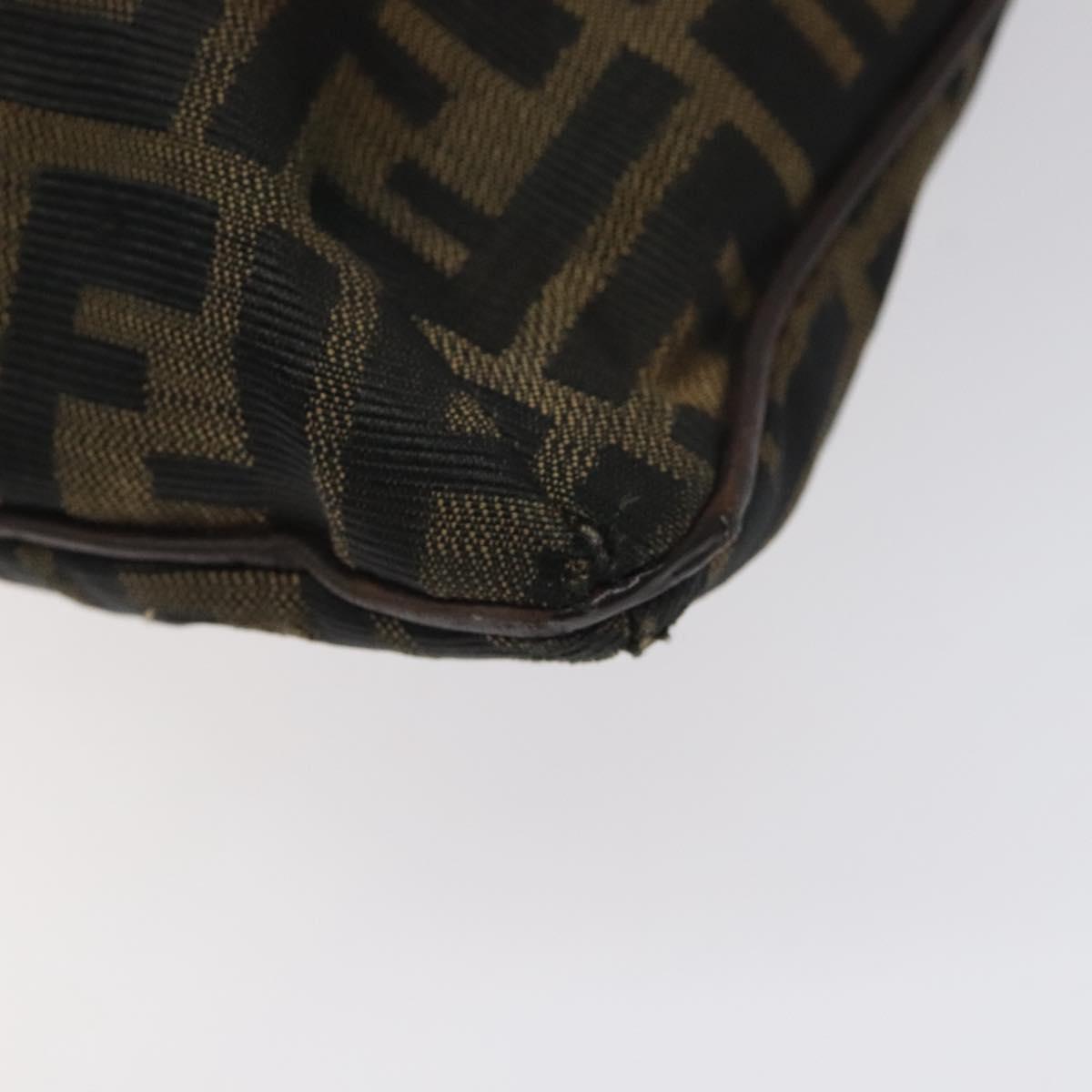 FENDI Zucca Canvas Shoulder Bag Brown Black gold Auth mr1286