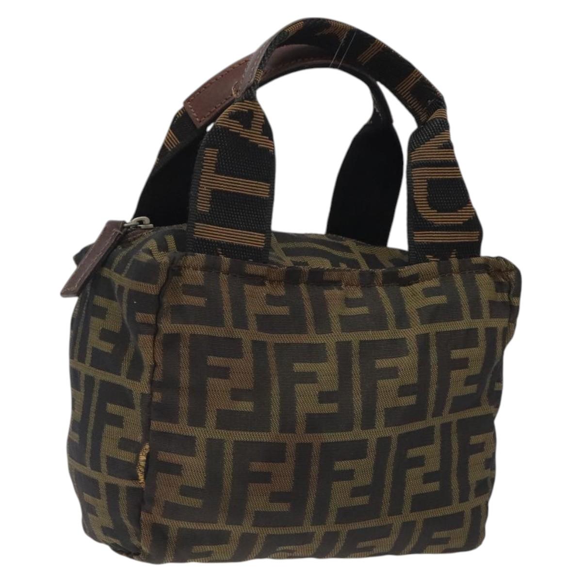 FENDI Zucca Canvas Mini Hand Bag Brown Brown Auth mr1287