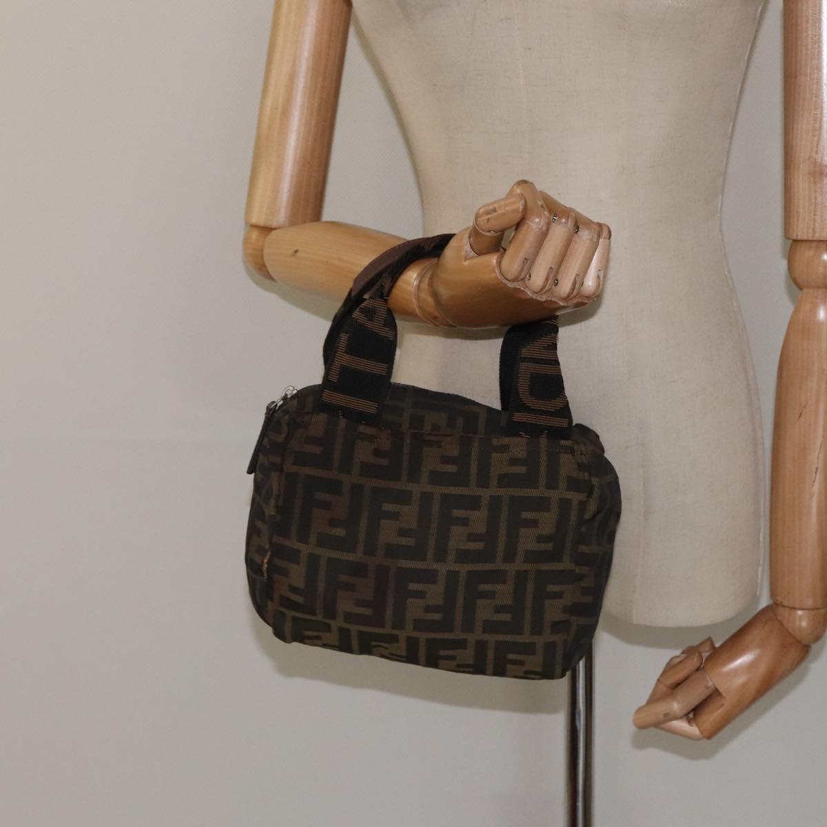 FENDI Zucca Canvas Mini Hand Bag Brown Brown Auth mr1287
