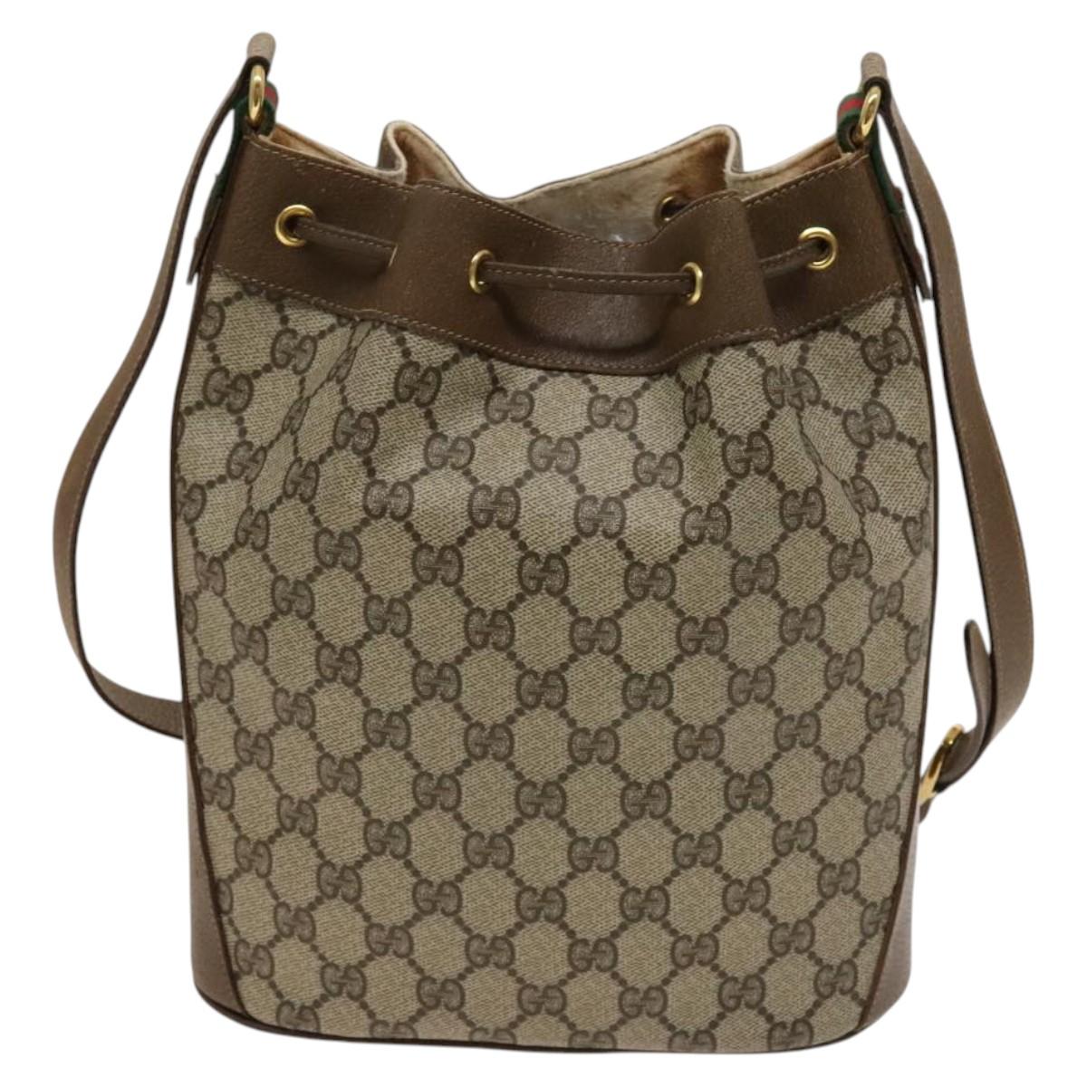 GUCCI GG Supreme Sherry Line Shoulder Bag PVC Beige Gold 72 02 034 Auth mr1290