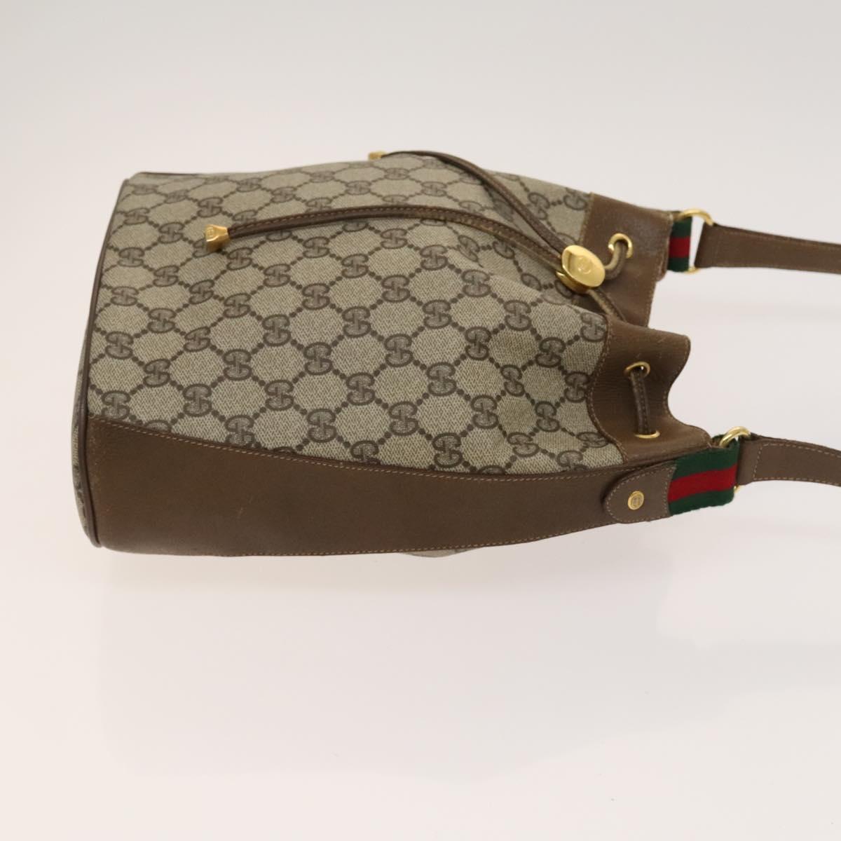 GUCCI GG Supreme Sherry Line Shoulder Bag PVC Beige Gold 72 02 034 Auth mr1290