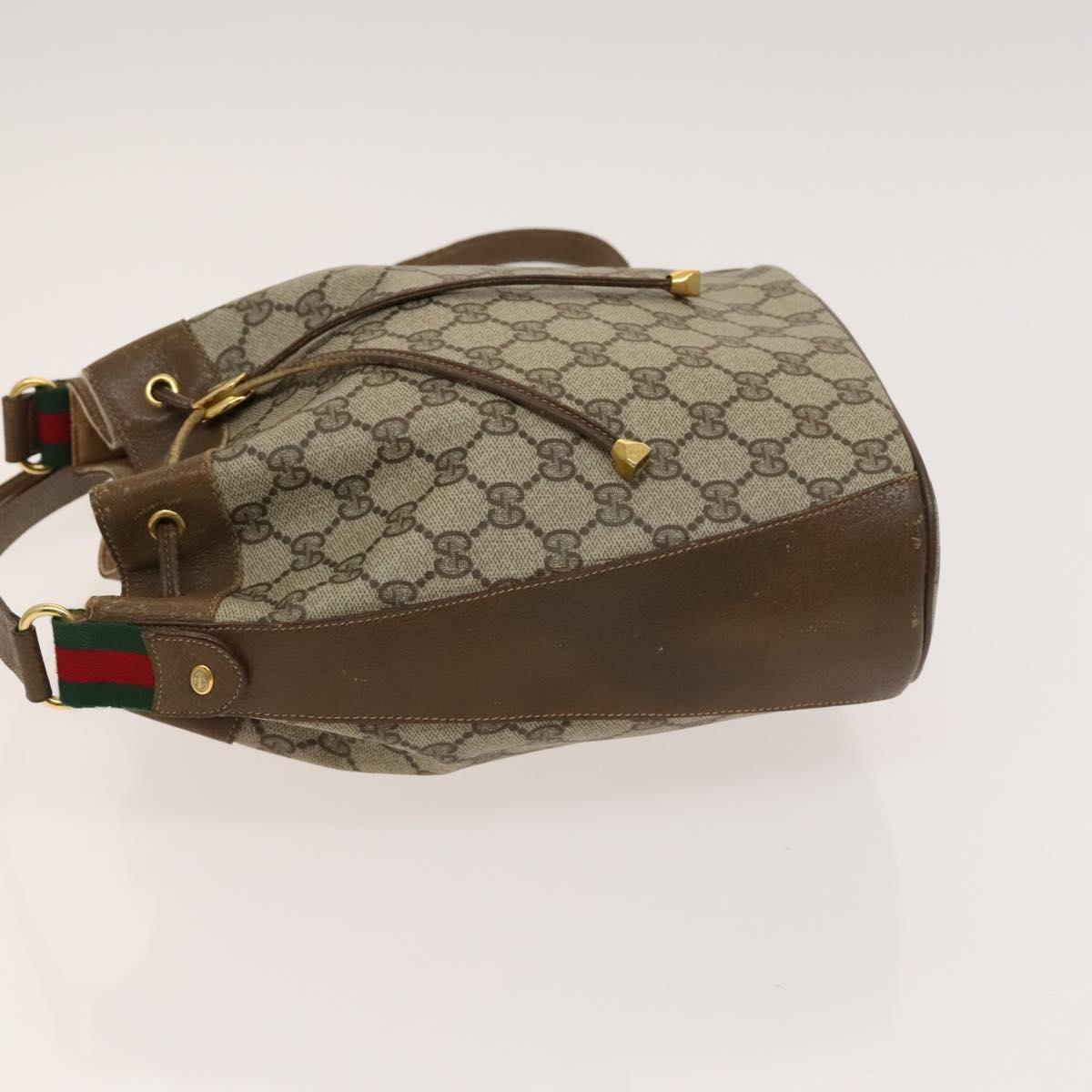 GUCCI GG Supreme Sherry Line Shoulder Bag PVC Beige Gold 72 02 034 Auth mr1290