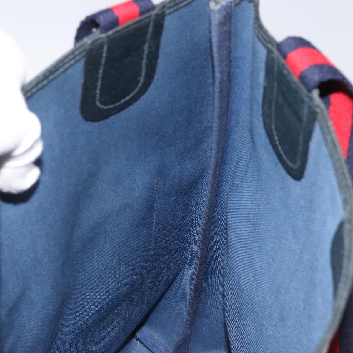 GUCCI GG Supreme Sherry Line Tote Bag PVC Navy 39 02 003 Auth mr1292