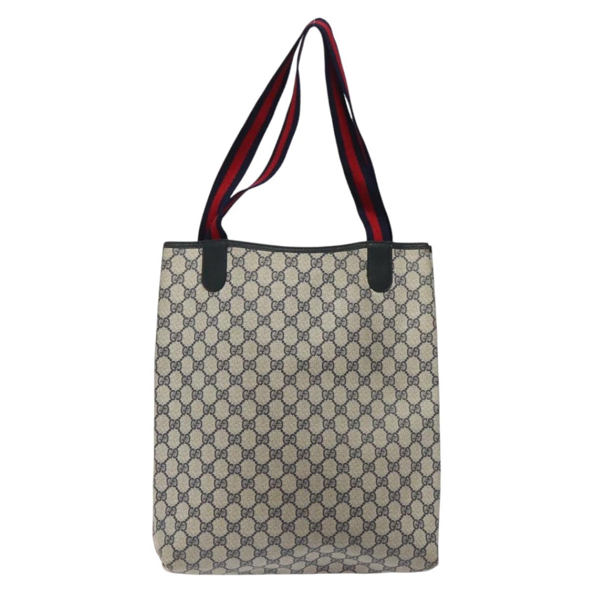 GUCCI GG Supreme Sherry Line Tote Bag PVC Navy 39 02 003 Auth mr1292