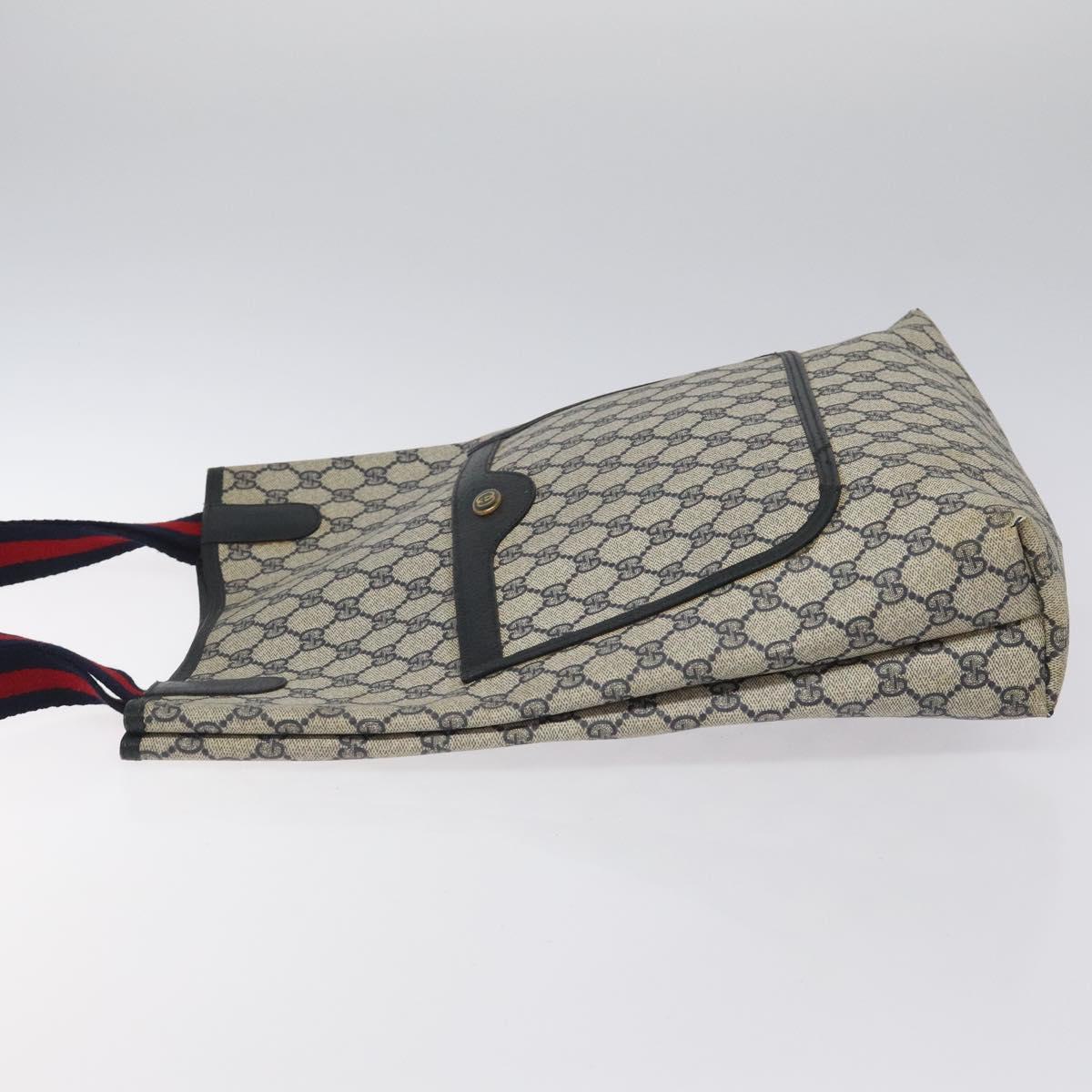 GUCCI GG Supreme Sherry Line Tote Bag PVC Navy 39 02 003 Auth mr1292