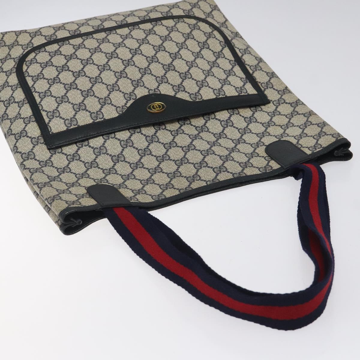 GUCCI GG Supreme Sherry Line Tote Bag PVC Navy 39 02 003 Auth mr1292