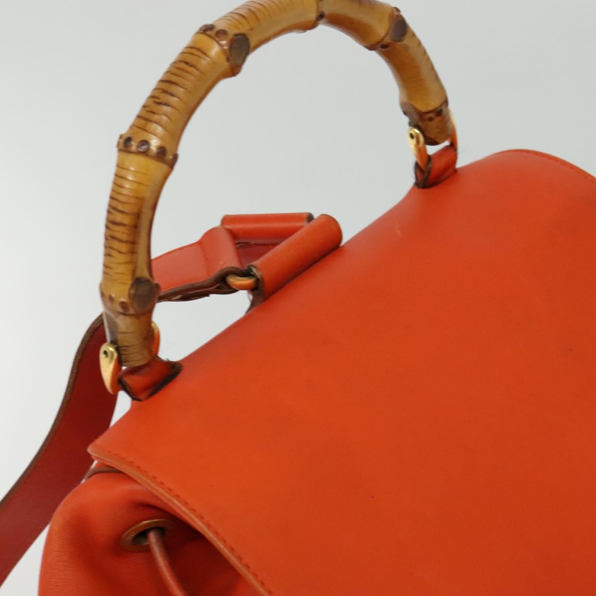 GUCCI Bamboo Backpack Leather Orange Gold 003 2058 0016 Auth mr1294
