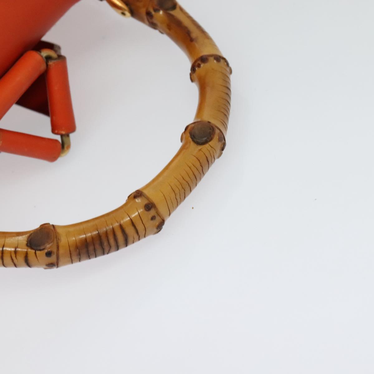 GUCCI Bamboo Backpack Leather Orange Gold 003 2058 0016 Auth mr1294