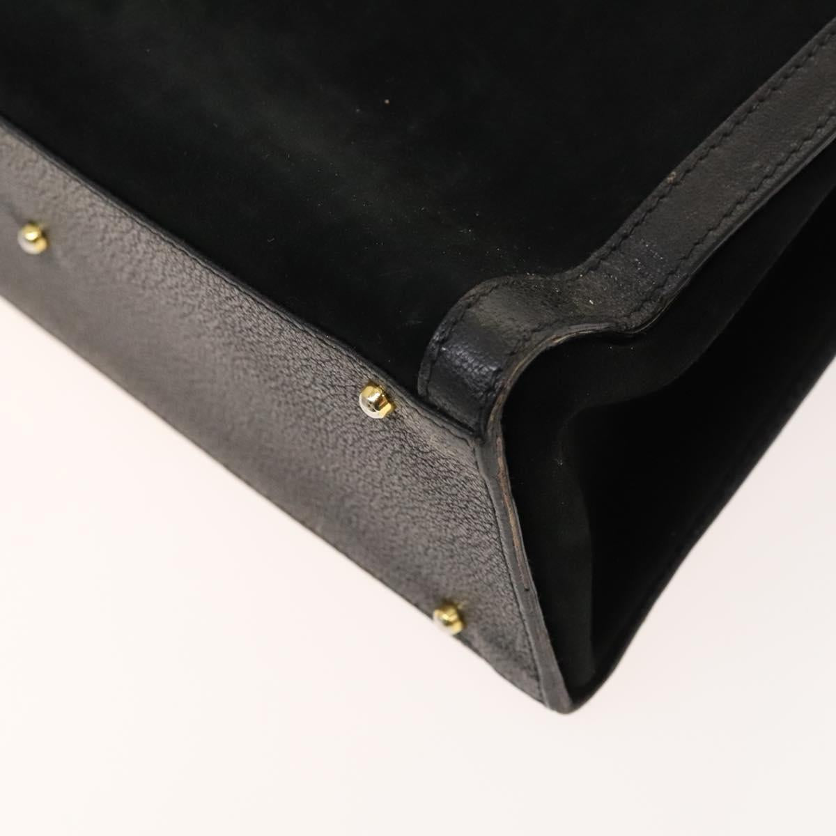 GUCCI Bamboo Hand Bag Suede Black Gold 002 2853 0260 0 Auth mr1295